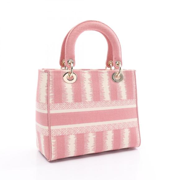 Dior White Lady Handbag Pink Medium D-Lite - Picture 1 of 9
